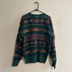 Vintage Meister Wool Blend Southwestern Crewneck Knit Sweater